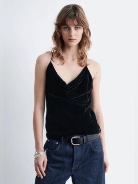 H&M Strappy Black Velvet Top